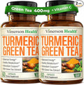 Turmeric Curcumin Supplement with Green Tea Extract (ECGC) &amp Vitamin C for Joint Health Energy &amp Inflammation Balance - Organic Tumeric Curcumin with Black Pepper - Gluten-Free Non-GMO. 2-Pa