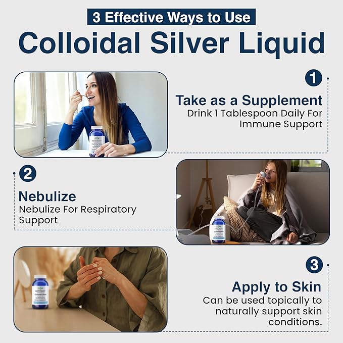 Earthborn Colloidal Silver Liquid (8oz) - 100PPM Pure Monatomic Silver Water - 99.9% Natural Nano Silver Liquid Supplement for Immune Support* Non-GMO Glass Bottle | Made in USA