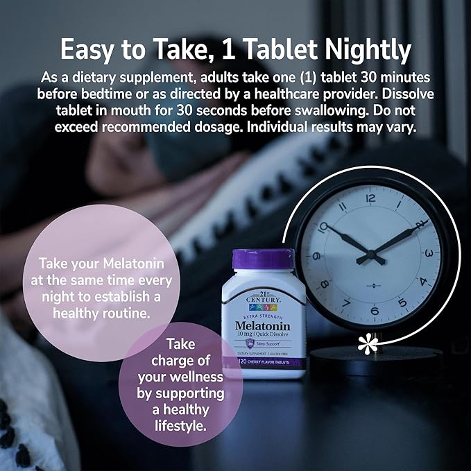 21st Century Melatonin 10 mg Quick Dissolve Tablets Cherry - 120 ct Pack of 5