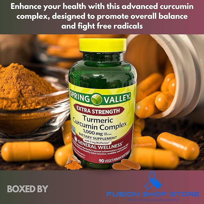 Turmeric Curcumin 1000 mg- Complex Extra Strength 90 softgels (Pack of 1) Boxed by Fusion Shop Store