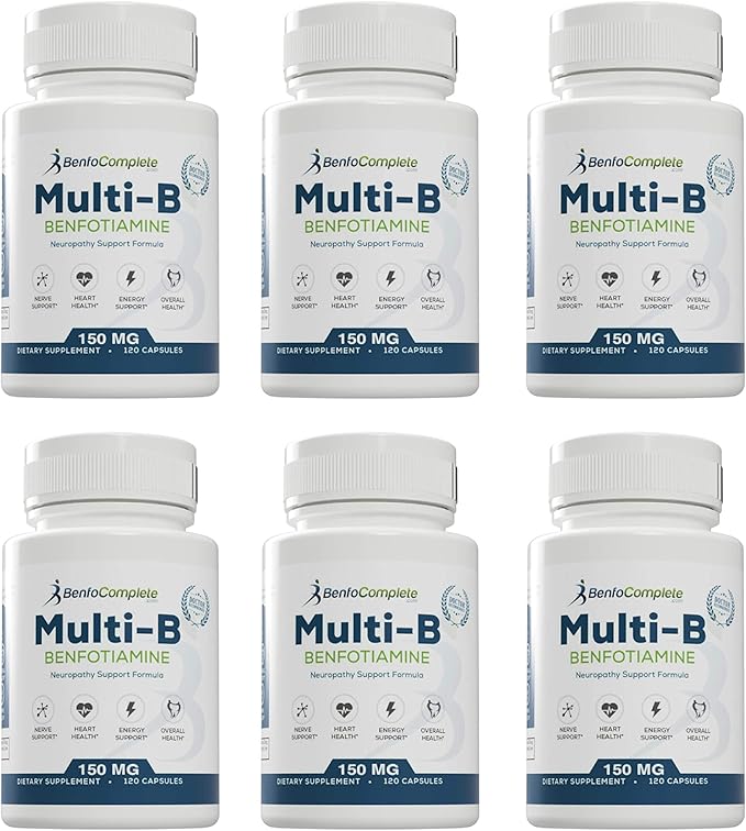 Benfotiamine Multi-B Neuropathy Support Formula 150mg 120 Gelatin Capsules per Bottle - Pack of 6 Bottles