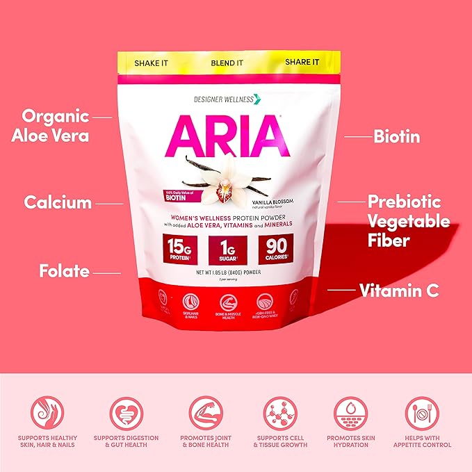 Designer Wellness Aria Women's Wellness Protein Powder Bundled with Protein Smoothies 12 Count Variety Pack