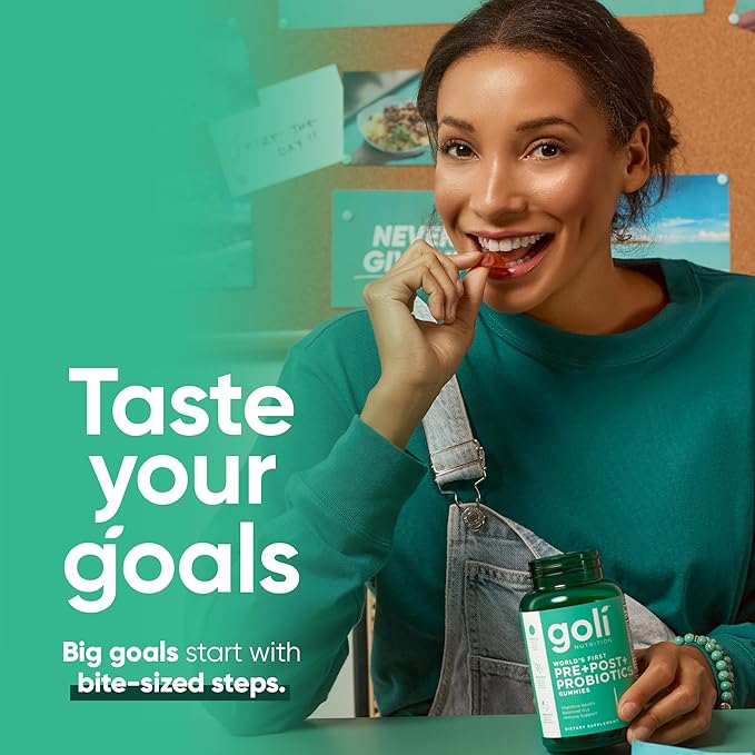 Goli Nutritional Supplement Pre+Post+Probiotics Gummy - 180 Count - World's First 3-in-1 Gluten-Free Vegan Non-GMO and Gelatin-Free.