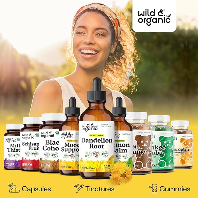 Wild &amp Organic Turmeric Tincture 4 fl oz &amp Dandelion Root Tincture 4 fl oz