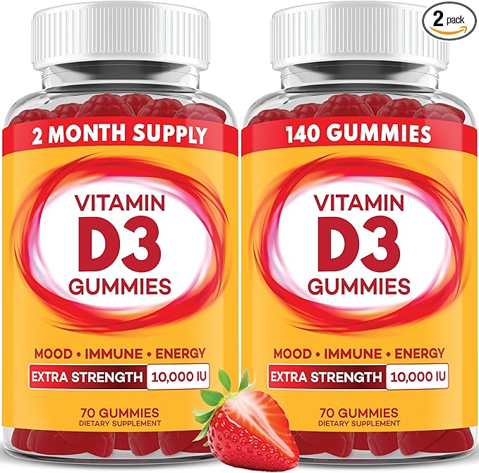 PAYÉ Vitamin D Gummies D3 10000 IU (250 mcg) per Serving Dietary Supplement for Bone Teeth Muscle and Immune Health Support Kids and Adults* - 140 Count
