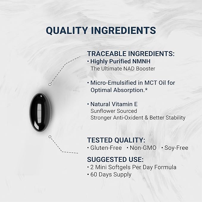 Naturalis Liposomal NMNH 300mg (NMN Alternative) | Boost NAD+ Levels &amp Support Healthy Aging* | Bioenhanced with Vitamin E for Advanced Absorption Stability &amp Antioxidant Protection* | 120 So