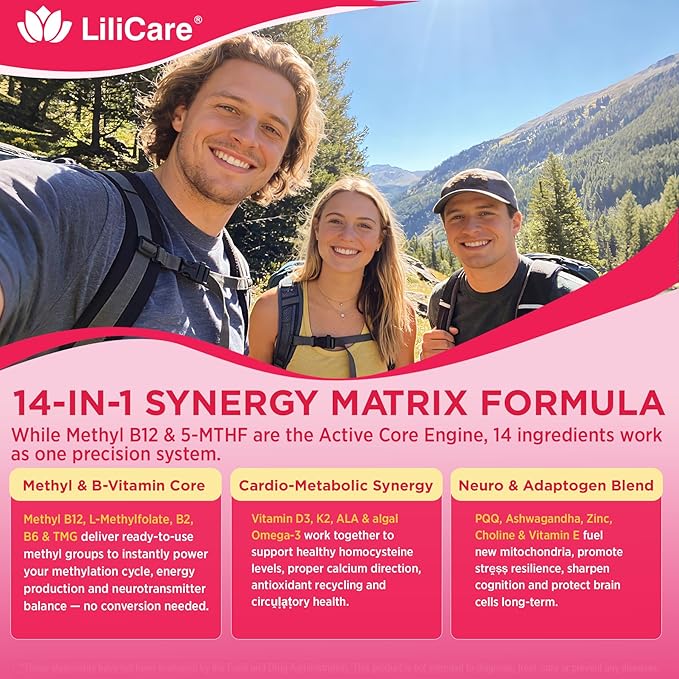 Methyl B12 5000mcg &amp L-Methylfolate Gummies + P5P for Women Men - Active 5-MTHF &amp Methylted B Complex Adult Supplement + B2 B6 Omega 3 CholineTMG for Cellular Energy Cognition MTHFR Gene