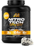 Muscletech Whey Protein Powder (Cookies &amp Cream 5LB) - Nitro-Tech Whey Protein Isolate Smoothie Mix for Lean Muscle &amp Recovery - 24g of Whey Gold Protein for Women &amp Men - Packaging May V