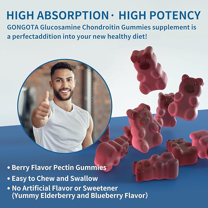 Natures Aid Glucosamine Chondroitin Gummies with MSM &amp Elderberry Extra Strength - Joint Support Antioxidant Immune Support Supplement for Adults Men &amp Women.(2 Pack)