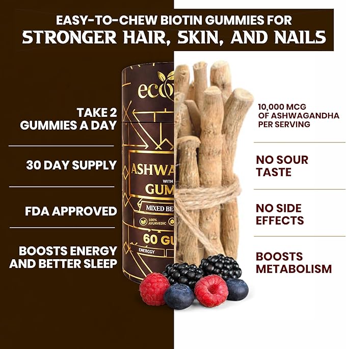 Ashwagandha Gummies with Vitamin C Mixed Berry Flavor Ashwagandha Extract No Added Sugar Gluten Free 60 Count