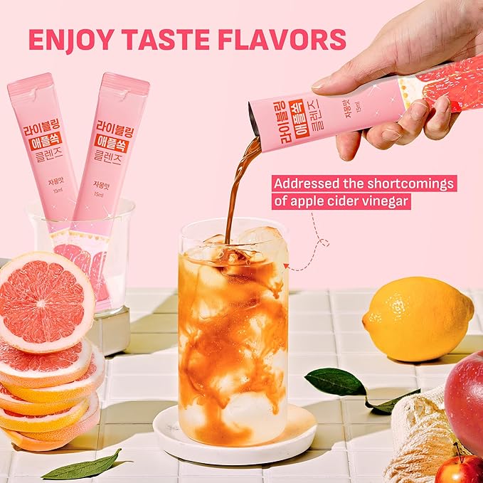 [LIVELING] Apple Cider Vinegar Duo Pack Natural Cleanse with Premium Nutritional Ingredients pH Balance Zero Sugar Easy Cut &amp Easy Mix (60 Sticks)
