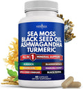 NEW AGE Sea Moss Black Seed Oil Ashwagandha Turmeric Bladderwrack Burdock - with Manuka Honey Dandelion ACV Black Pepper Gluten Free