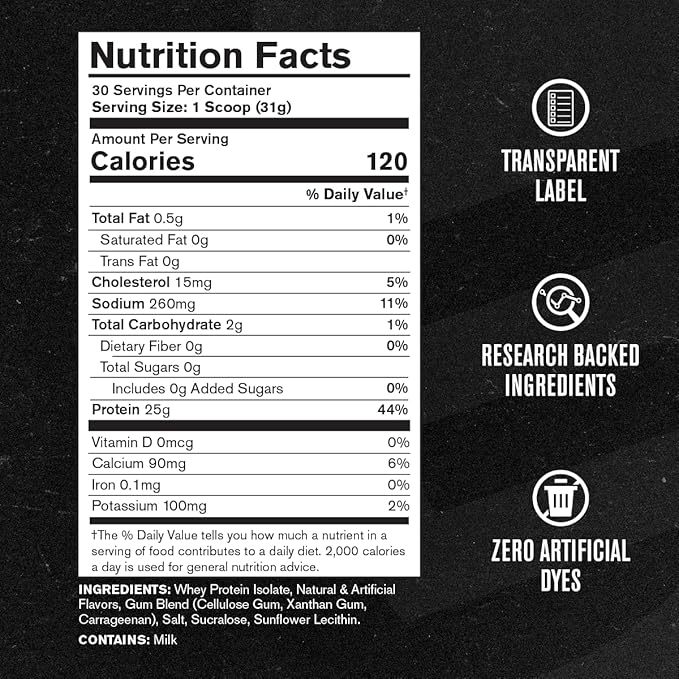 Jacked Factory Authentic ISO Whey Protein Isolate Powder - Low Carb Non-GMO Muscle Building Protein w/No Fillers Post Workout Recovery - 30 Servings Vanilla Oatmeal Cookie
