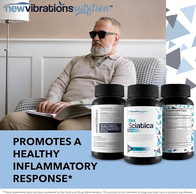 Max Sciatica Pro Plus - Our Best Sciatic Nerve Relief Supplement for Full Nervous System Support - Made with Turmeric Vitamin D Vitamin C &amp More - Nerve Support Formula Nerve Support Supplement