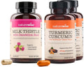 NatureWise [1] Milk Thistle + Dandelion Root - Vegan Non-GMO 60 Capsules[60-Day Supply] + (Pack of 2) Turmeric Curcumin 500mg + Bioperine Black Pepper - 30 Softgels[30-Day Supply]