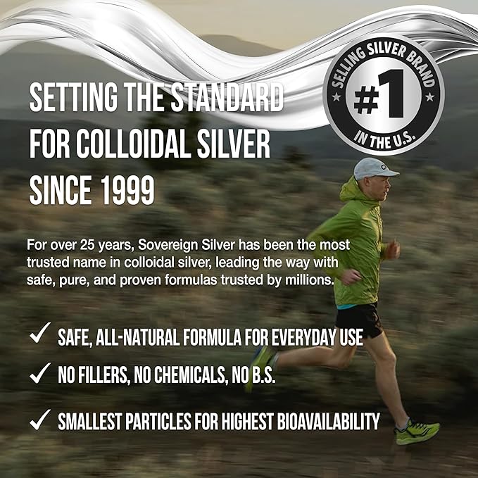 Sovereign Silver Bio-Active Silver Hydrosol for Immune Support - Colloidal Silver Liquid -10 ppm 16oz (473mL) - Value Size