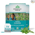 ORGANIC INDIA Tulsi Cleanse Tea - Holy Basil Ginger Turmeric Herbal Tea Stress Relieving &amp Cleansing Immune Support Adaptogen Organic Non-GMO Caffeine-Free - 18 Infusion Bags 3 Pack