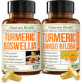 Boswellia Turmeric Curcumin Supplement + Turmeric Ginkgo Biloba Bundle – Natural Turmeric Supplement for Focus Memory Joint &amp Brain Health – with Ginger Root Curcuma Black pepper &amp Organic