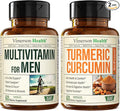 Vimerson Health Men's Multivitamin + Turmeric Curcumin with Black Pepper Extract Bundle. Joint and Immune Support Discomfort Relief Antioxidant Properties for Him