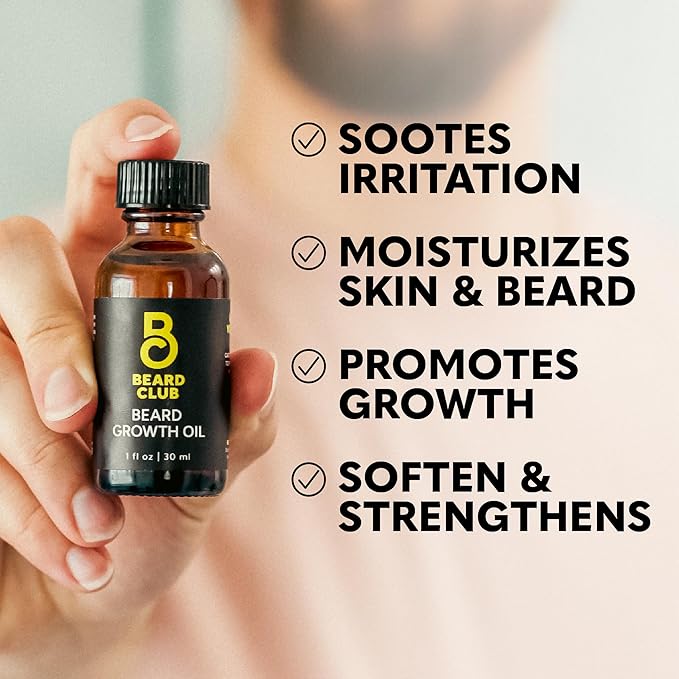 Beard Club - Beard Growth Serum with Natural Castor Coconut and Avocado to Grow a Thicker Fuller Beard Fill in Patches and Stimulate Healthier Facial Hair Growth