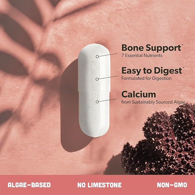 sapling Calcium Supplement - Whole Food with Vitamin K2 &amp D3 Magnesium Zinc Boron Mineral Complex. Sourced Sustainably from Red Algae. for Bone Strength and Support. Non-GMO &amp Vegan 90 Cap