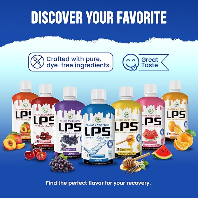 Lps Liquid Collagen &amp Whey Protein Supplement - Sugar-Free Dye-Free Non-Gmo Drink - Hydrolyzed Collagen &amp Whey Peptides Promotes Healthy Skin &amp Hair For Men &amp Women Honey Vanilla 3