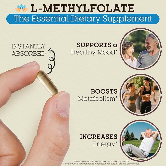 Teraputics L-Methylfolate 15mg | 120 Vegan Capsules | Premium | 5-MTHF Active Methyl Folate Supplement for Mood Homocysteine Methylation – Non-GMO Gluten-Free No Fillers - Folic Acid Brain Support