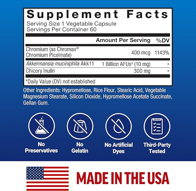 Force Factor ProbioSlim Akkermansia Prebiotics &amp Probiotics with 1B AFUs Akkermansia Muciniphila Prebiotics &amp Chromax Chromium Support Lean Body Mass Digestion &amp Gut Health 60 Vegetab