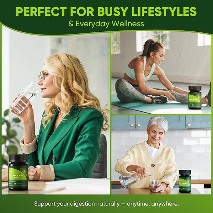 Gut Support Capsules - 15-Day Digestive Support with Psyllium Husk &amp Senna Leaf - Aids Bowel Function &amp Gut Wellness - 60 Active Capsules (2PCS)