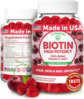 Lunakai USA Made Biotin Gummies 5000mcg with Vitamin C &amp E - Delicious Hair Skin Nails Vitamins for Women Non-GMO Hair Growth Supplement 60 Ct