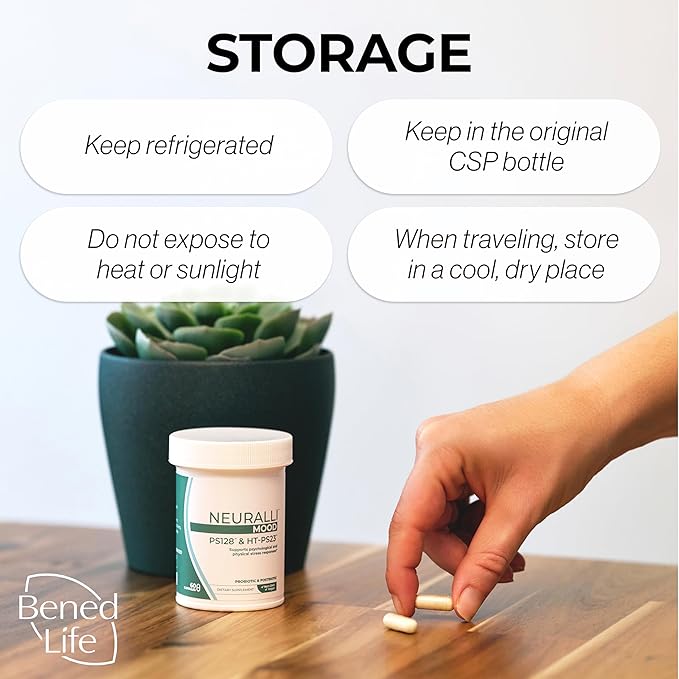 Bened Life Neuralli Mood with PS128 for Stress Relief &amp Recovery via The Gut-Brain Axis (30-Day Supply) Ages 18+