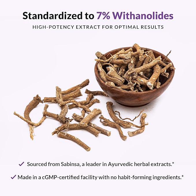 Natural Wellness Ashwagandha Root Extract 1000 mg – High Potency Stress Relief &amp Mood Support – Promotes Relaxation Sleep &amp Energy Balance – Standardized to 7% – 60 Vegan Capsules (30 Day Sup