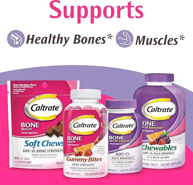 Caltrate 600+D3 Plus Minerals Calcium and Vitamin D Supplement Tablets Bone Health and Mineral Supplement for Adults - 60 Count
