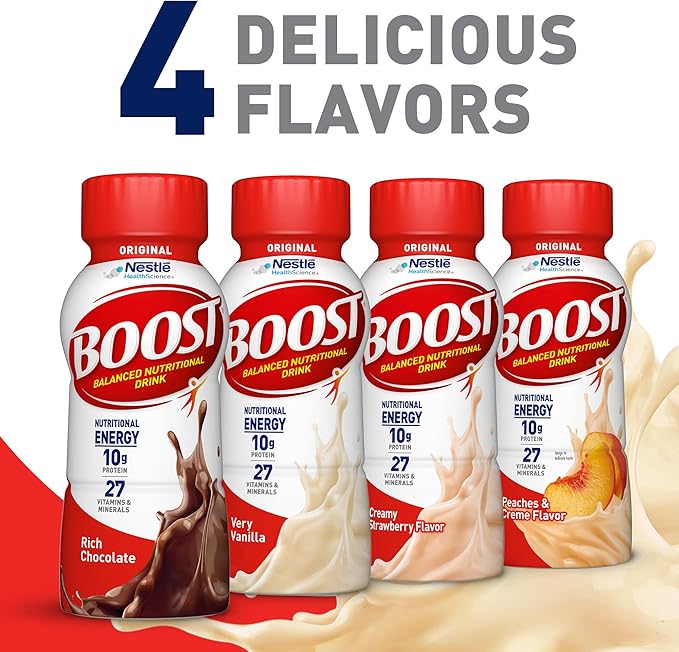 BOOST Original Ready to Drink Nutritional Drinks Very Vanilla 8 Fl Oz Bottles Pack of 24