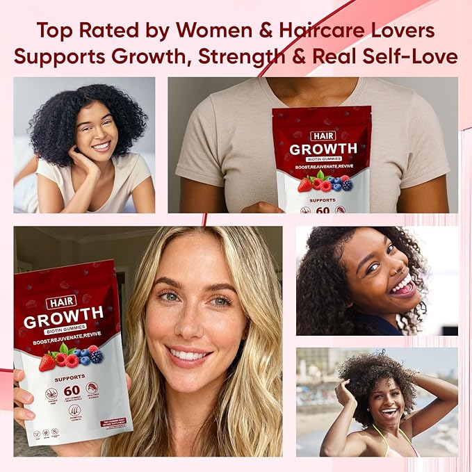 Lumin Hair Growth Vitamins Gummies for Black Women Healthy Nourishment with Biotin Collagen &amp Botanical Extracts Hair Growth &amp Strength Skin &amp Nail Care Non-GMO 60 Gummies (1)