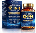 Puravita 12 in 1 Magnesium Complex Capsules - 700mg High Absorption Blend with Glycinate Citrate Malate Oxide &amp Taurate. Supports Muscle Function Nerve Health &amp Relaxation - 120 Capsules (