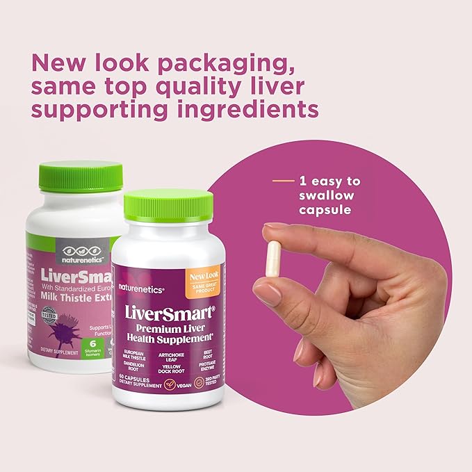 Naturenetics Milk Thistle Liver Cleanse &amp Support Supplement 60 Capsules - 80% Silymarin Extract with Artichoke &amp Dandelion Supports Liver Enzymes Energy &amp Digestion - Vegan Gluten-Fr