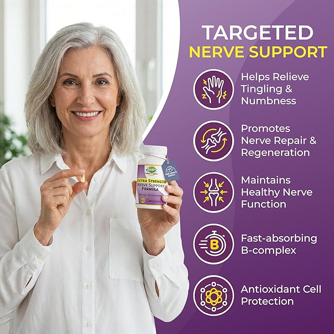 Extra Strength Nerve Support Formula for Nerve Repair and Regeneration. 60 Capsules
