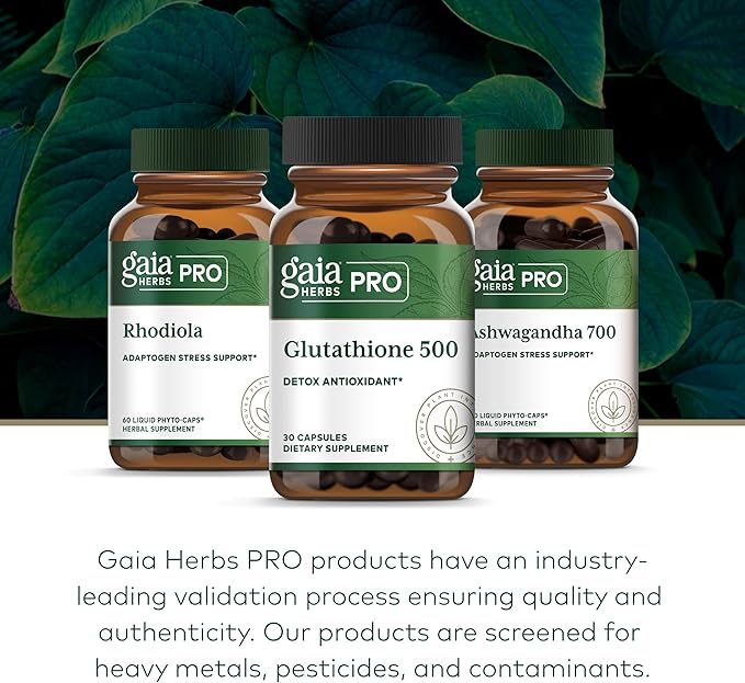 GAIA HERBS PRO Glutathione 500 - Antioxidant Supplement Supports Cellular Health* - Supplement with Glutathione for Men &amp Women - Vegan Gluten-Free Soy-Free - 30 Capsules (30 Servings)