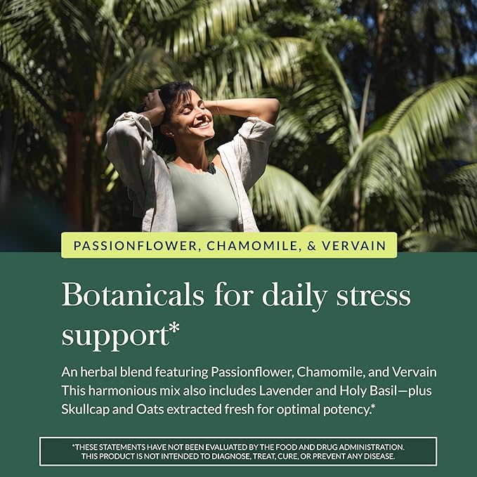Gaia Herbs Calm A.S.A.P. - Stress Support Supplement with Skullcap Passionflower Chamomile Vervain Holy Basil &amp More - Supports Calm* - 60 Vegan Liquid Phyto-Caps (20 Servings)