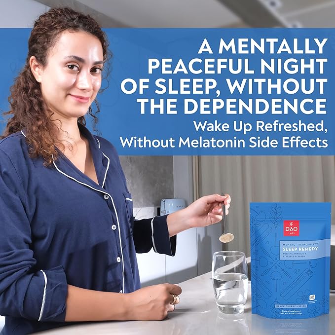 D'AO Labs Mental Tranquility - Non-Habit Forming - Mental Calmness Supplement - Stress Relax &amp Tranquil Powder - GUI Pi Tang Traditional Chinese Herbal - Black Cherry &amp Spice Flavor - 30 Servi
