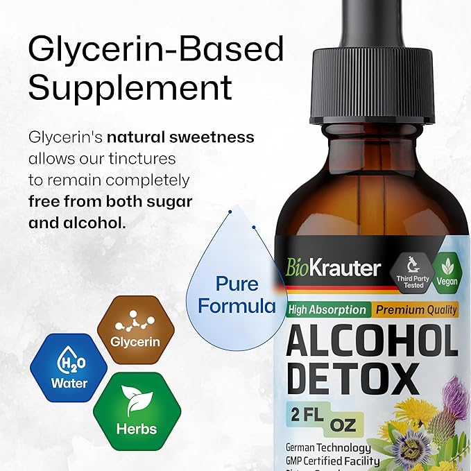 BIO KRAUTER Alcohol Detox Tincture 2 Fl. Oz. &amp Liver Support 60 Gummies.