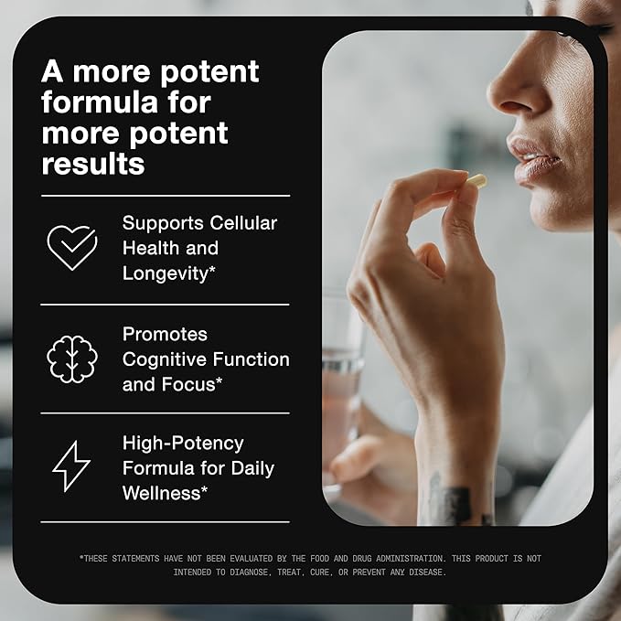 Toniiq Liposomal NAD+ and Resveratrol Supplement - 1500mg Ultra High Strength NAD Supplement - Clinically Studied Ingredients with Patented RiaGev-WS™ Resveratrol and Niacin - 60 Capsules