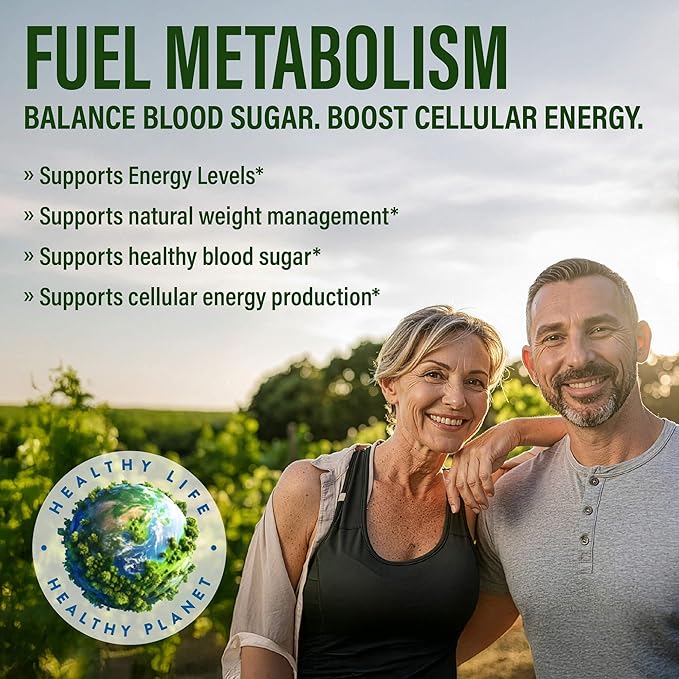 Metabolic Health Supplement 120 Veggie Capsules Supports Glucose Metabolism and Energy Support with Berberine Turmeric Banaba Leaf