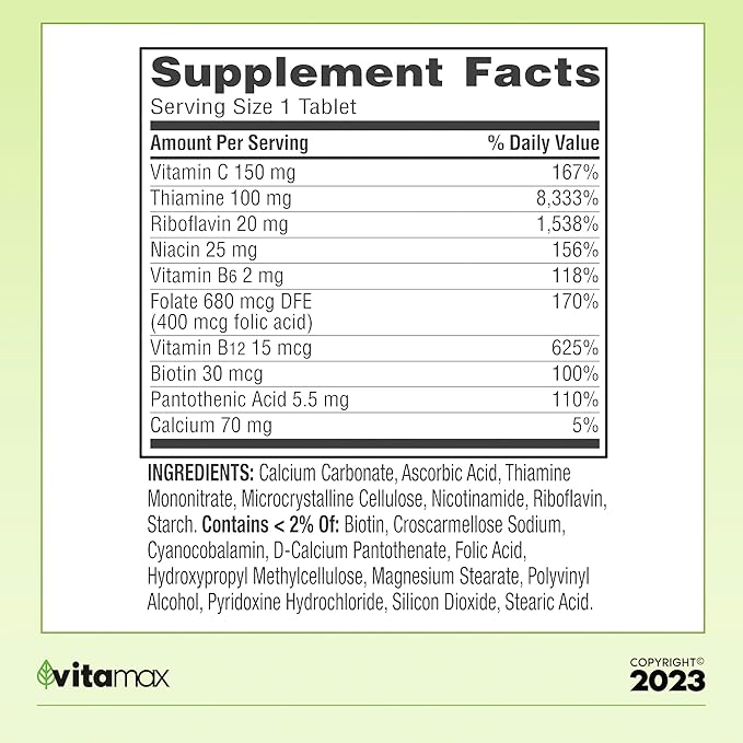 Sprin Val-Ley Super Vitamin B-Complex Tablets Dietary Supplement Value Size 250 Count (Over 8 Months Supply) + Exclusive Vtmx Vitamin Guide (2 Items)