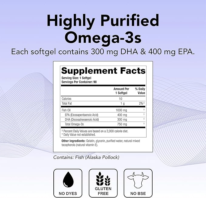 Theralogix TherOmega Omega-3 Fish Oil Supplement - Supports Heart Brain Immune &amp Joint Health* - 700 mg DHA &amp EPA from Wild Alaska Pollock - Sustainably Sourced - NSF Certified - 90 Softgels