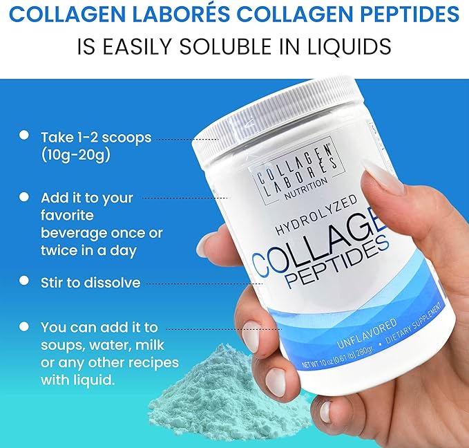 Pure Hydrolyzed Collagen Peptides (10 oz) – Unflavored Collagen Powder - Pasture-Raised Grass-Fed Keto &amp Paleo-Friendly – Kosher Non-GMO Gluten-Free – GMP Certified – Easy to Mix (280g)