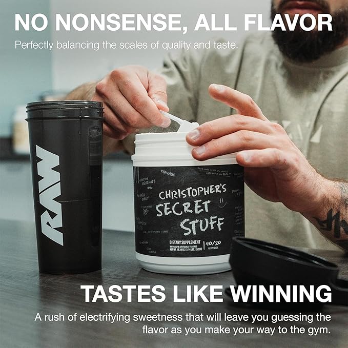 RAW Nutrition Creatine Monohydrate &amp Thavage (Tastes Like Winning) Pre-Workout Powder Bundle