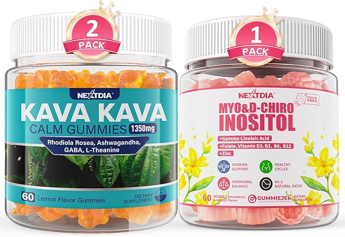 Inositol Gummies Supplement with Evening Primrose Oil for Women + Kava Kava Gummies