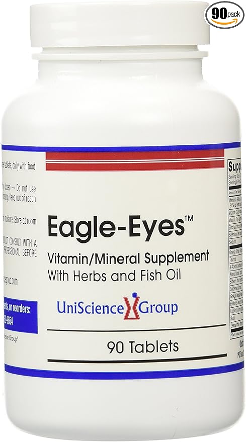 Eagle-Eyes Optimal Vision Health with 500 mg Omega 3 Fish Oil Lutein Zeaxanthin Bilberry Fruit Extract Vitamins A C E Zinc NAC Taurine 90 Tablets